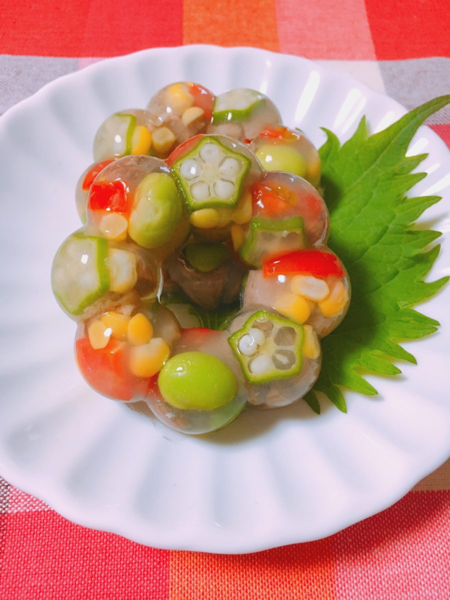 鹿肉と夏野菜の寒天よせ 犬の手作りご飯レシピ