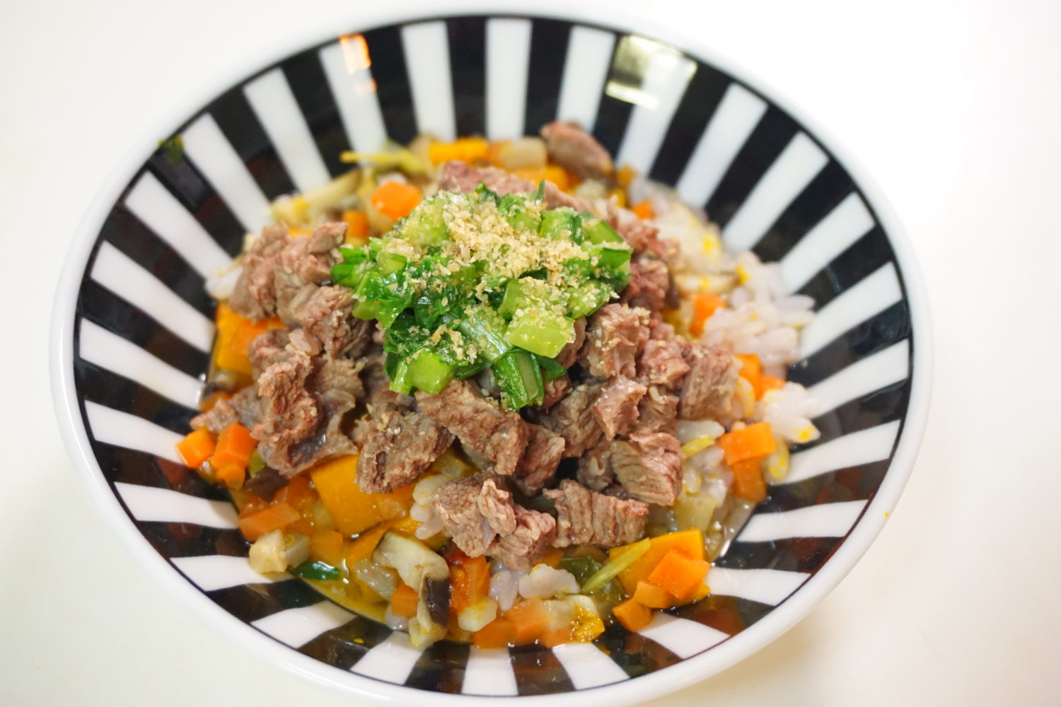 鹿肉とカブの葉のおじや 犬の手作りご飯レシピ